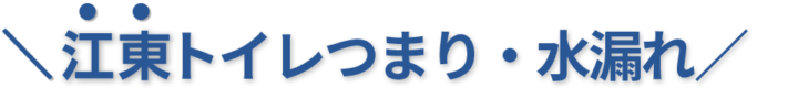 24時間受付け！江東区のトイレつまり・水漏れ修理実績No,1！